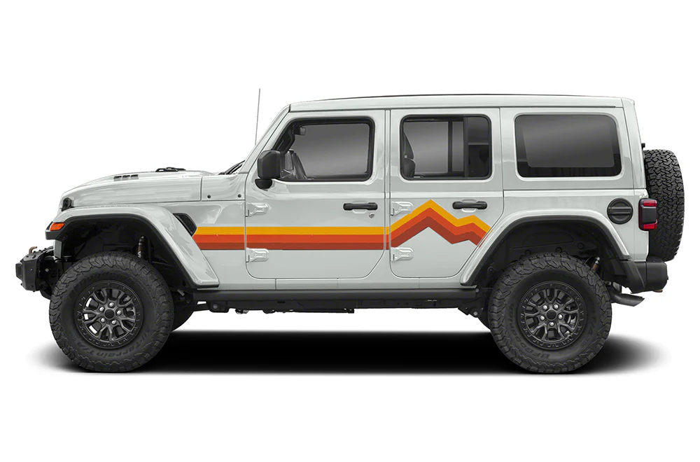 Mountain Retro Stripes Graphics Vinyl Decal Compatible with JL Wrangler