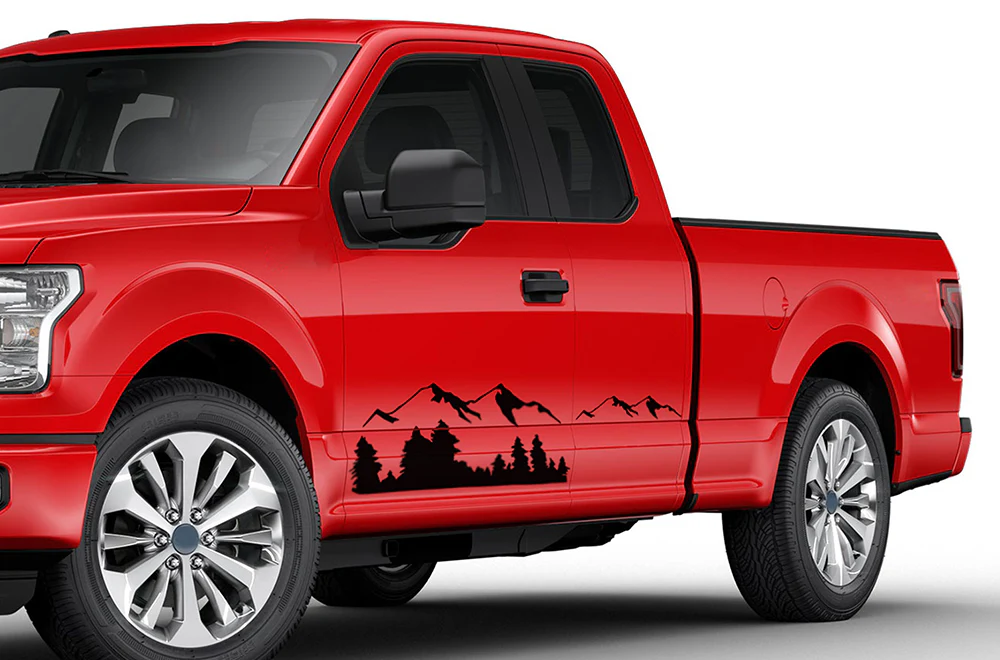 Mountain Side Graphics Vinyl Decals Compatible with Ford F150 Super Cab 6.5''