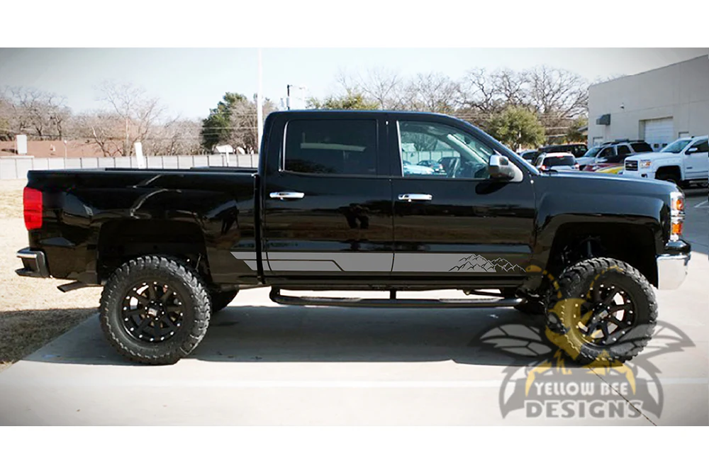 Mountain Side Stripes Graphics Vinyl Decals Compatible with Chevrolet Silverado 1500 Crew Cab - Image 3