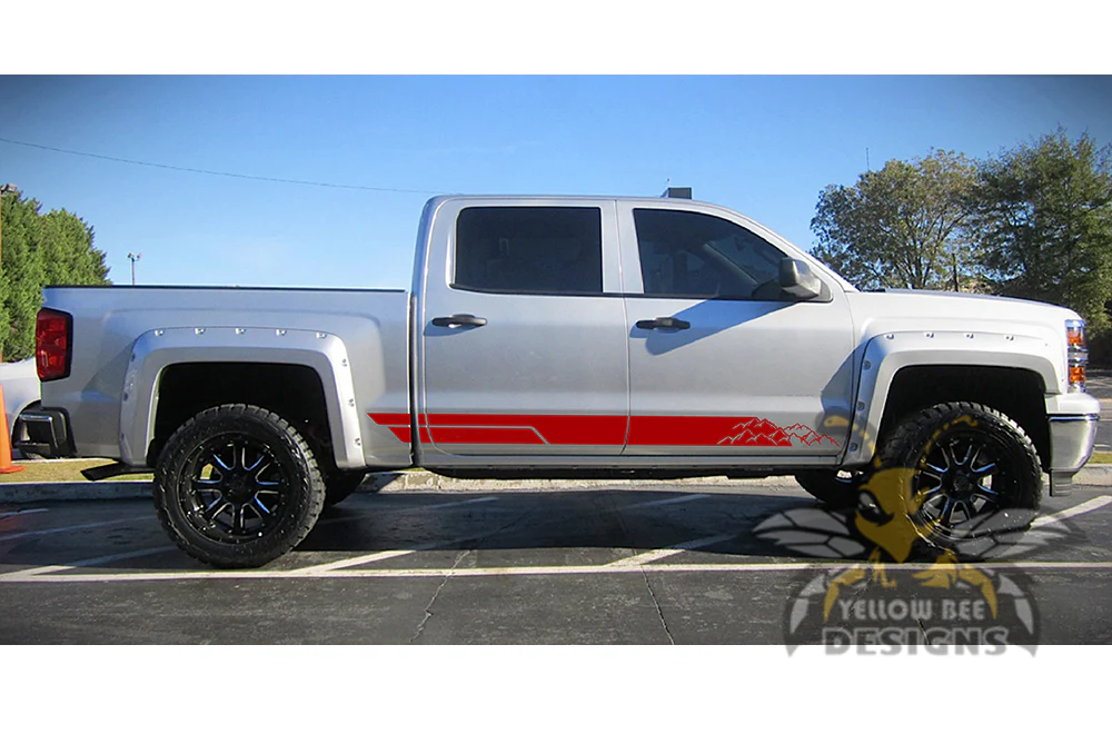 Mountain Side Stripes Graphics Vinyl Decals Compatible with Chevrolet Silverado 1500 Crew Cab - Image 4
