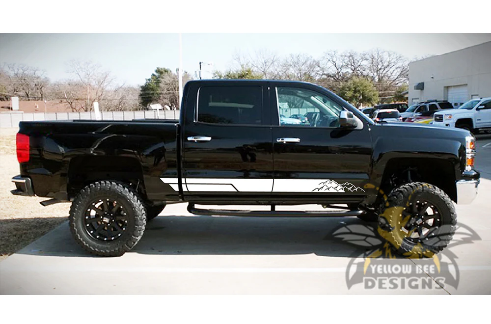 Mountain Side Stripes Graphics Vinyl Decals Compatible with Chevrolet Silverado 1500 Crew Cab - Image 5