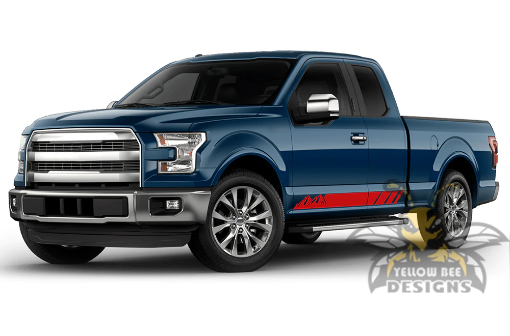 Mountain Side Stripes Graphics Vinyl Decals Compatible with Ford F150 Super Cab 6.5'' - Image 3