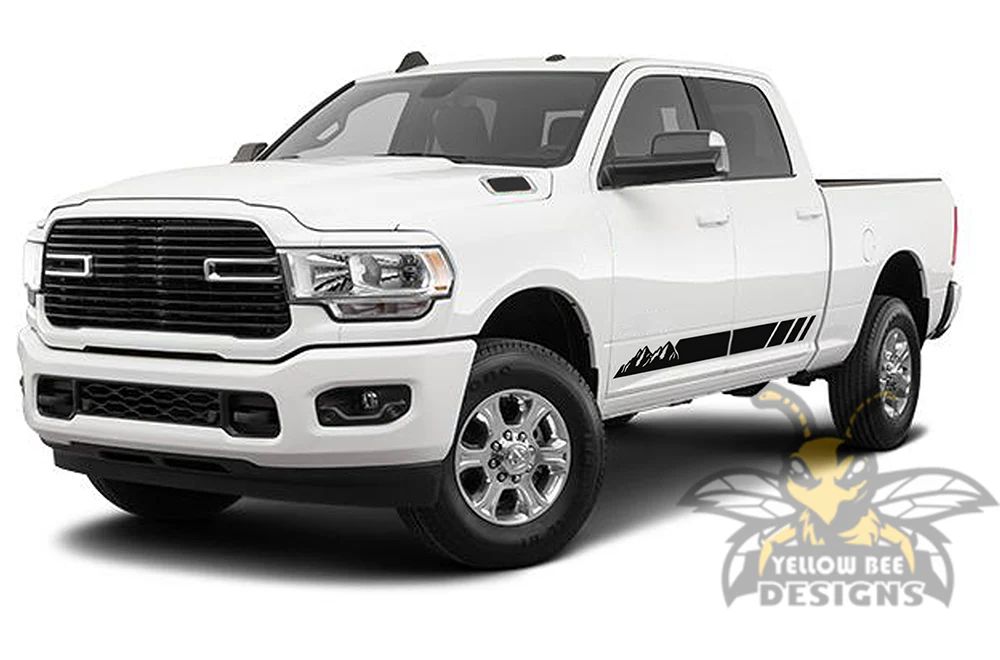 Mountain Stripes Graphics Kit Vinyl Decal Compatible with Dodge Ram Crew Cab 3500 Bed 6'4” - Image 2