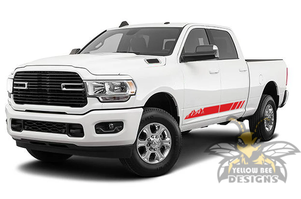 Mountain Stripes Graphics Kit Vinyl Decal Compatible with Dodge Ram Crew Cab 3500 Bed 6'4” - Image 3
