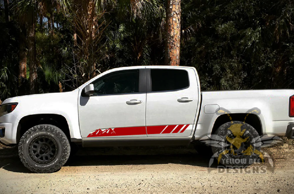 Mountain Stripes Graphics Vinyl Decals Compatible with Chevrolet Colorado Crew Cab - Image 4