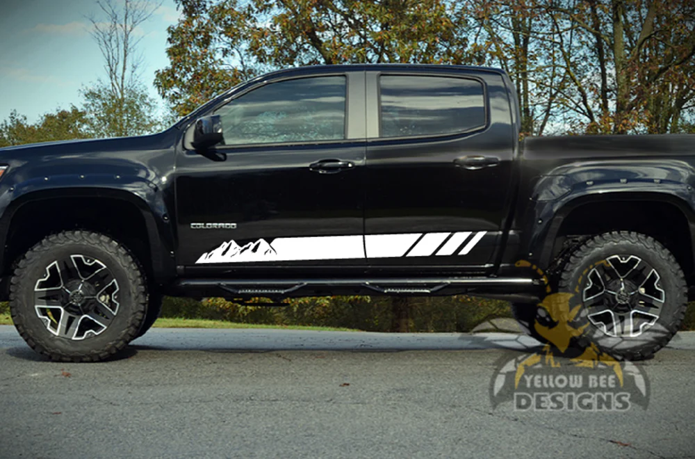 Mountain Stripes Graphics Vinyl Decals Compatible with Chevrolet Colorado Crew Cab - Image 5