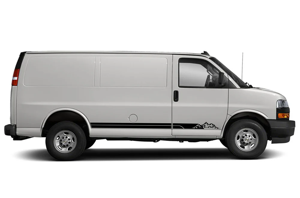 Mountain Stripes Graphics Vinyl Decals Compatible with Chevrolet Express