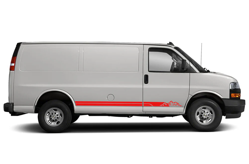 Mountain Stripes Graphics Vinyl Decals Compatible with Chevrolet Express - Image 2