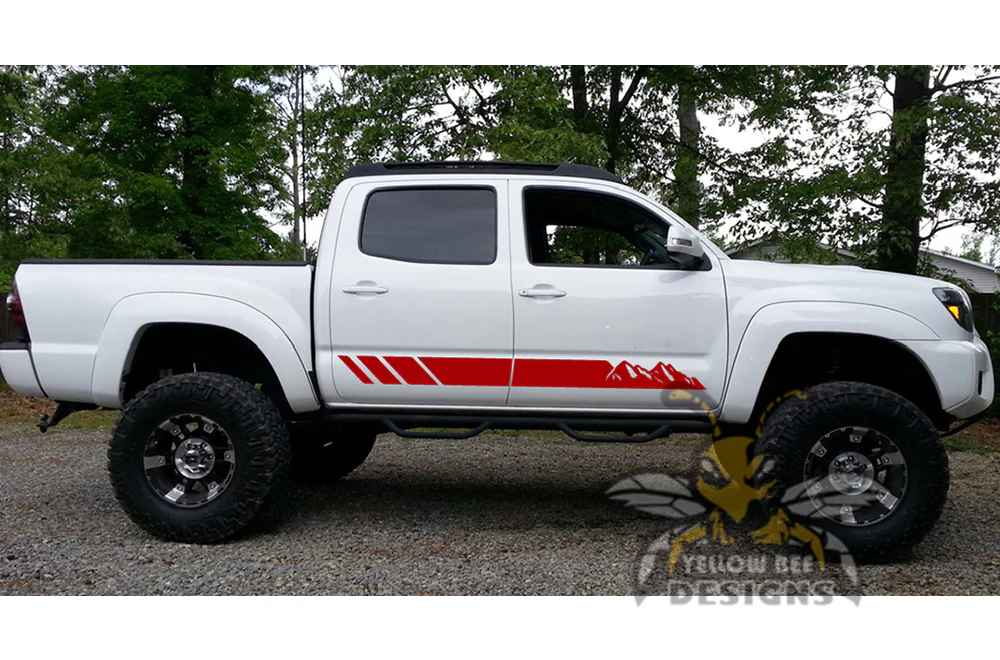 Mountain Stripes Vinyl Decal Compatible with Toyota Tacoma Double Cab - Image 4