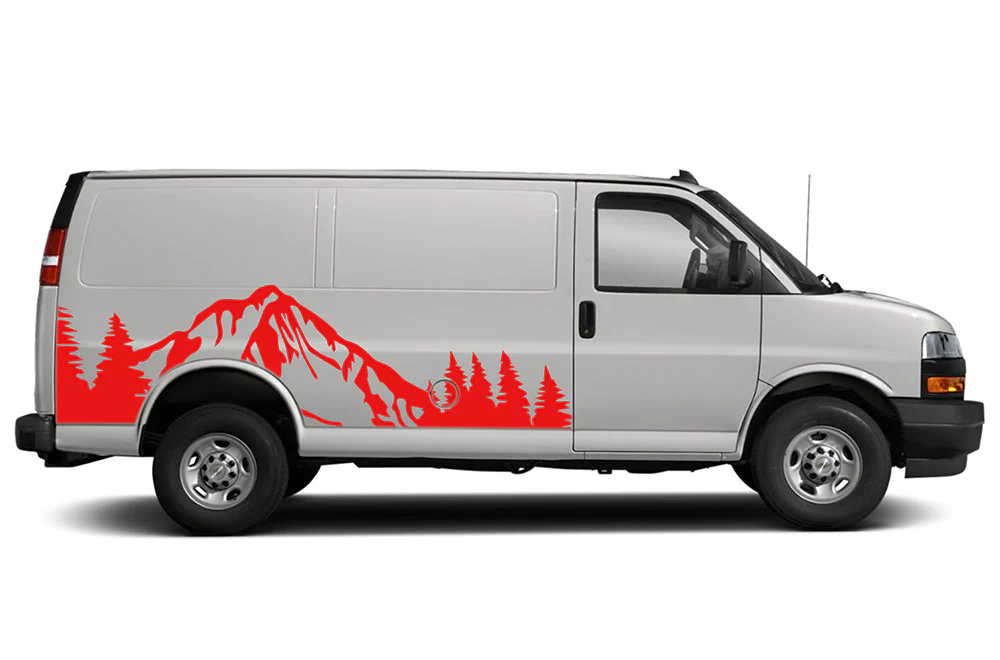 Mountain & Trees Graphics Vinyl Decals Compatible with Chevrolet Express - Image 2