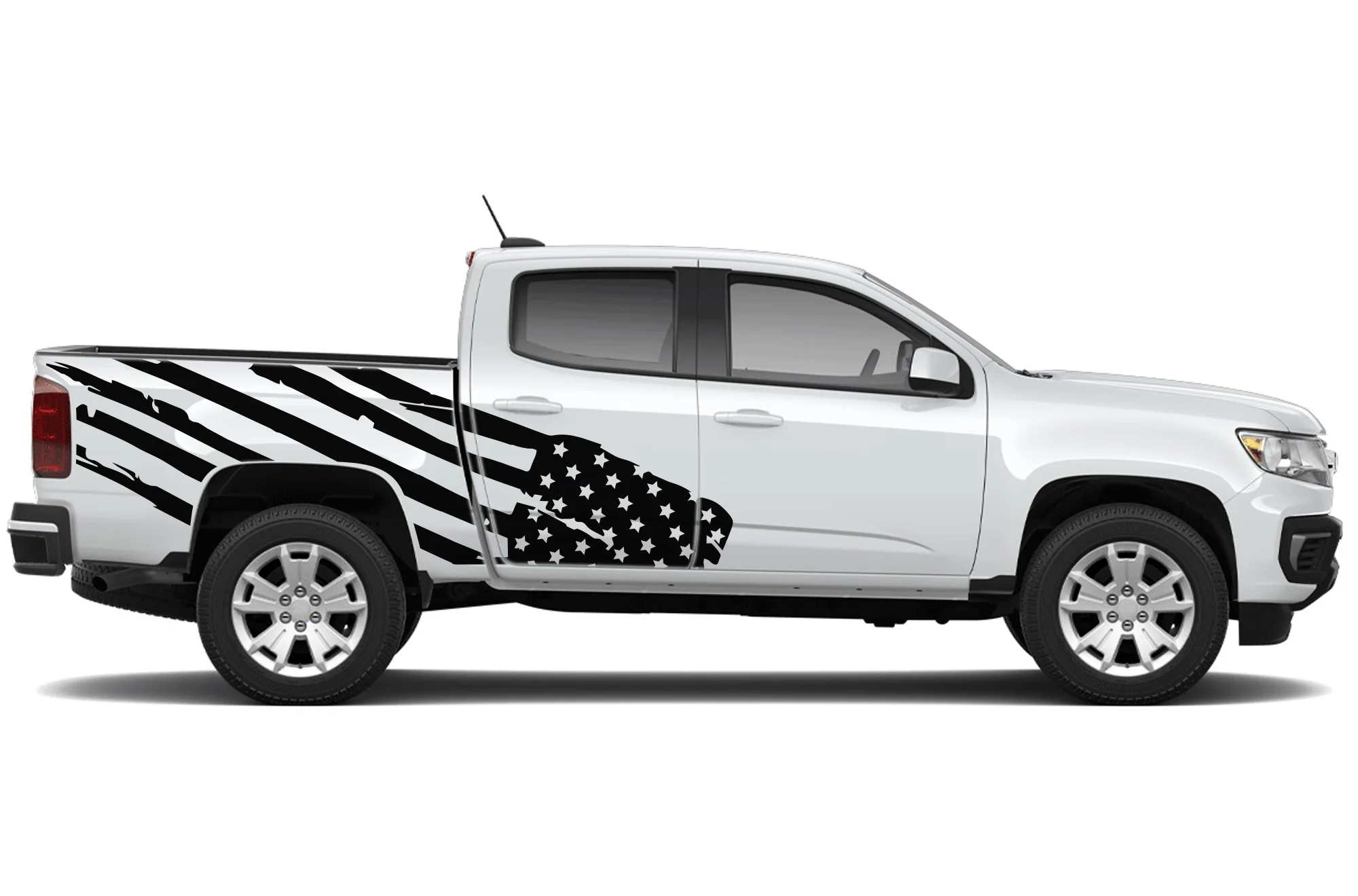 USA Flag Graphics Vinyl Decals Compatible with Chevrolet Colorado Crew Cab