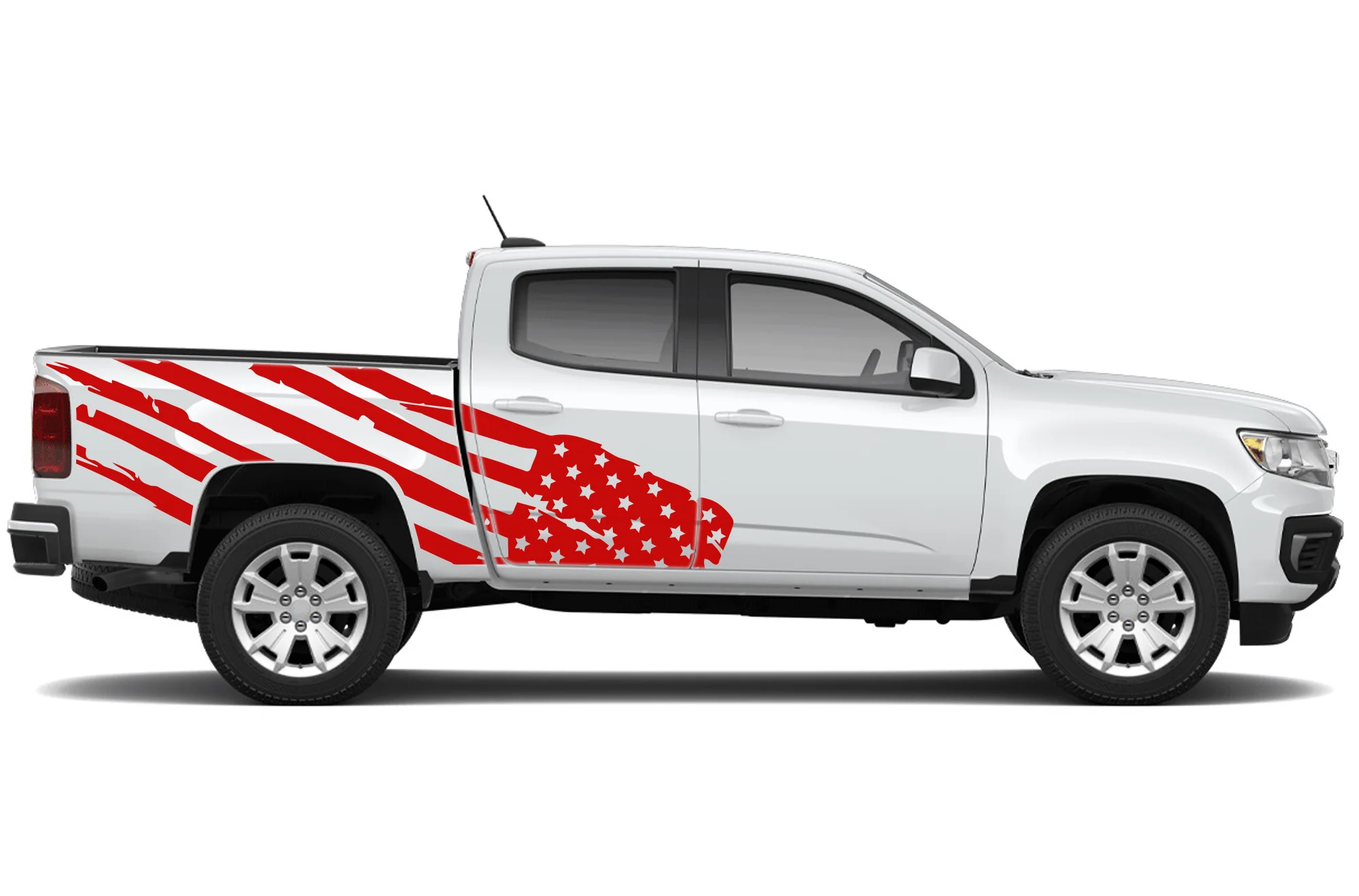 USA Flag Graphics Vinyl Decals Compatible with Chevrolet Colorado Crew Cab - Image 2