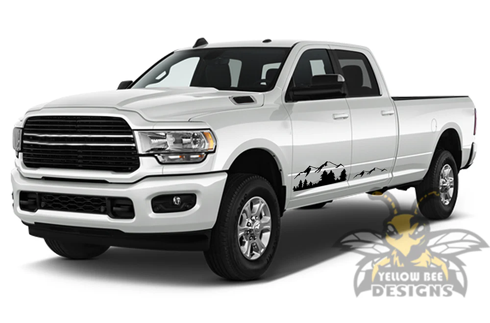 Mountains Graphics Vinyl Decals Compatible with Dodge Ram Crew Cab 3500 Bed 8” - Image 2