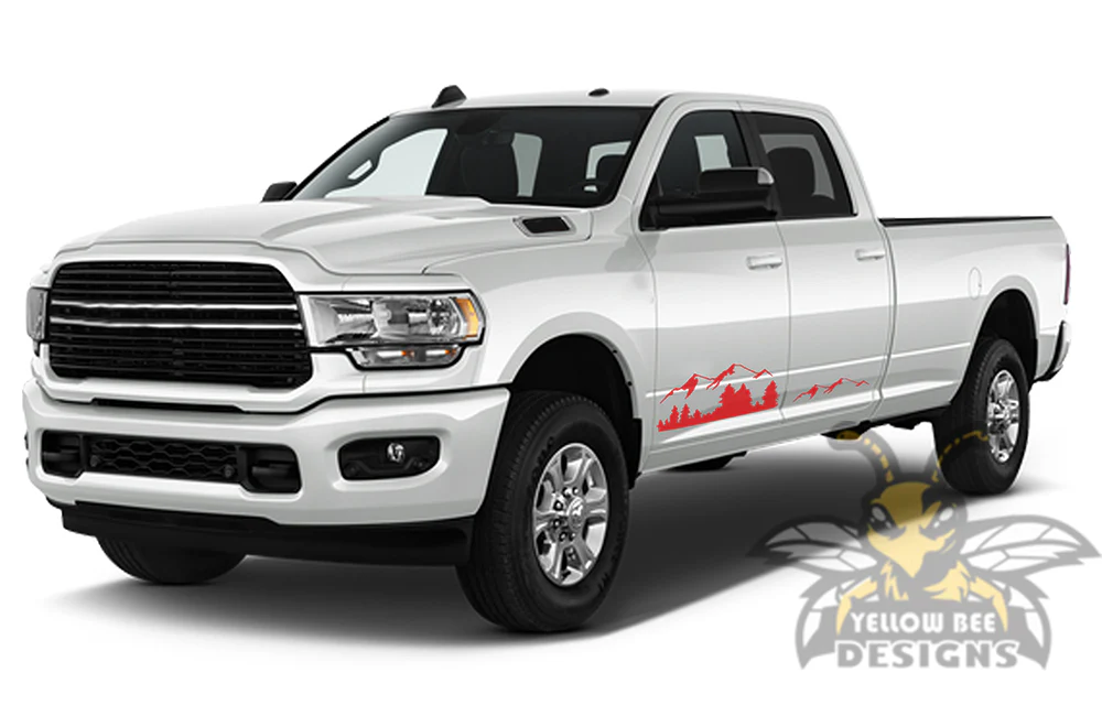 Mountains Graphics Vinyl Decals Compatible with Dodge Ram Crew Cab 3500 Bed 8” - Image 3