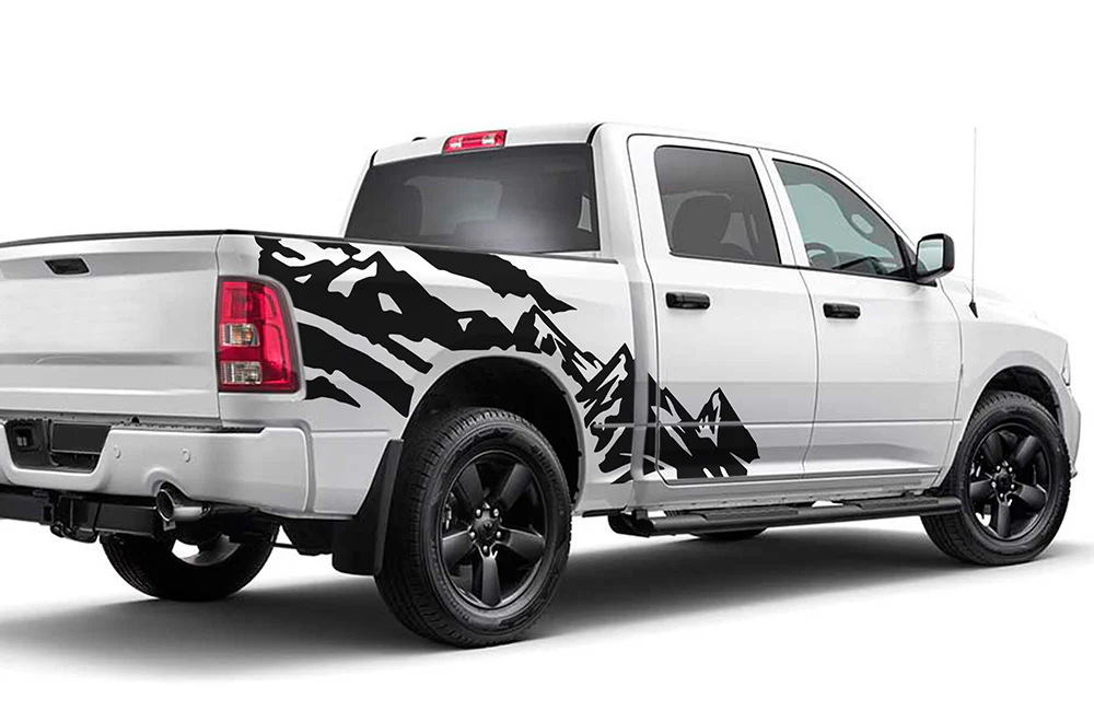 Mountains Half Side Graphics Vinyl Decals Compatible with Dodge Ram Crew Cab 1500