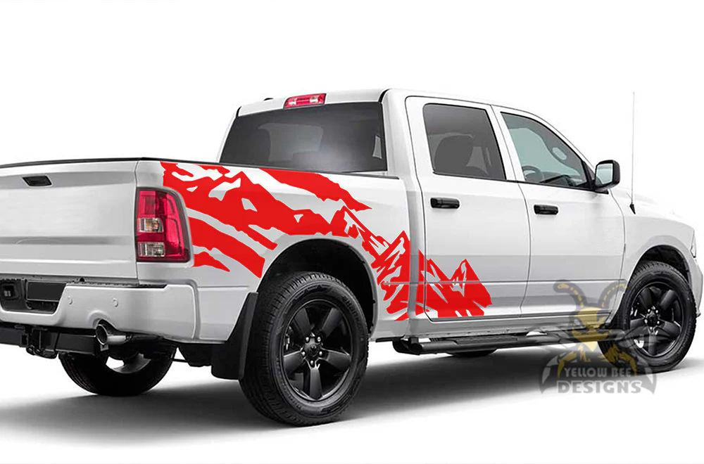 Mountains Half Side Graphics Vinyl Decals Compatible with Dodge Ram Crew Cab 1500 - Image 3
