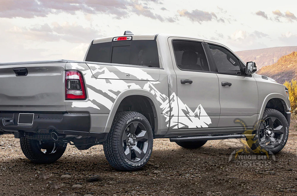 Mountains Half Side Graphics Vinyl Decals Compatible with Dodge Ram Crew Cab 1500 - Image 4