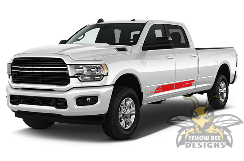 Mountains Lower Stripes Graphics Vinyl Decals Compatible with Dodge Ram Crew Cab 3500 Bed 8” - Image 3