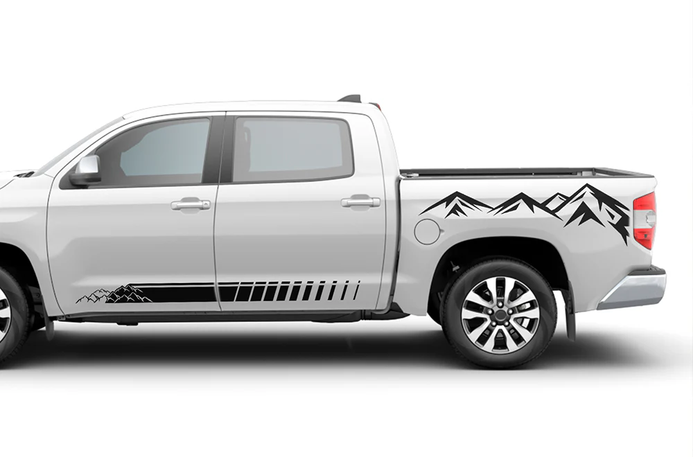 Mountains Rocker Stripes and Bed Graphics Vinyl Decals Compatible with Toyota Tundra