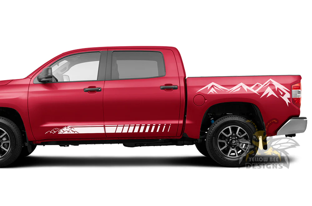 Mountains Rocker Stripes and Bed Graphics Vinyl Decals Compatible with Toyota Tundra - Image 3