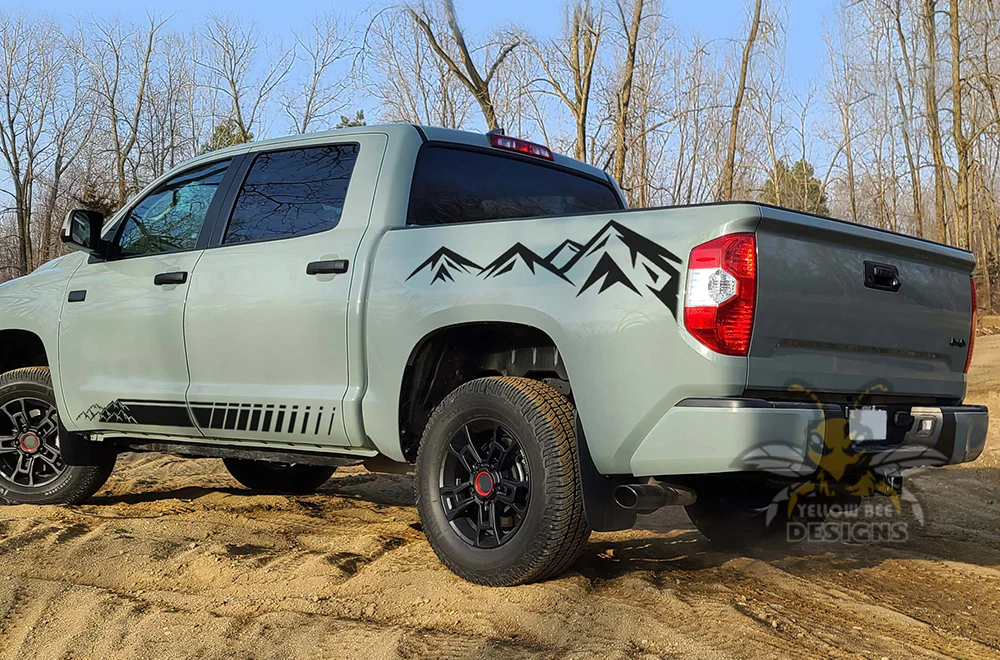 Mountains Rocker Stripes and Bed Graphics Vinyl Decals Compatible with Toyota Tundra - Image 4