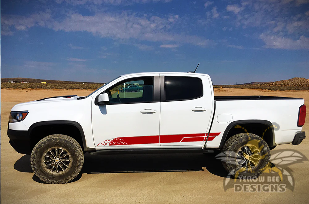 Mountains Rocket Stripes Graphics Vinyl Decals Compatible with Chevrolet Colorado Crew Cab - Image 4