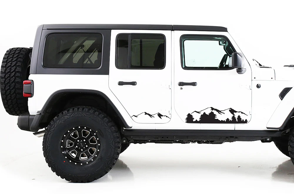 Mountains Side Graphics Kit Vinyl Decal Compatible with Jeep JL Wrangler