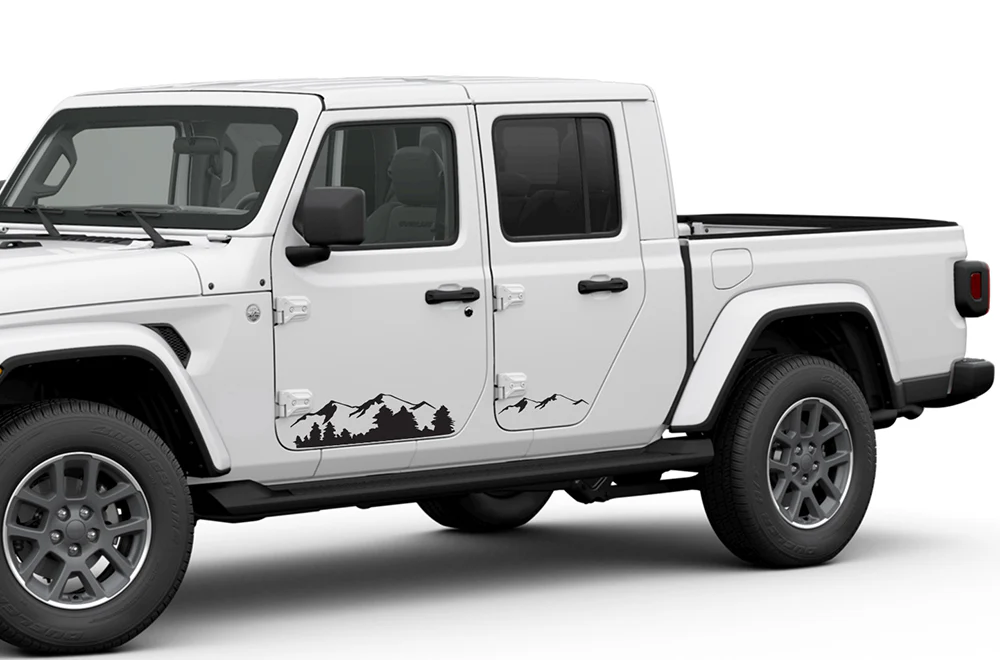 Mountains Side Graphics Kit Vinyl Decal Compatible with Jeep JT Gladiator 4 Door