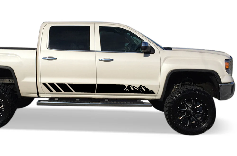 Mountains Side Stripes Graphics Vinyl Decals Compatible with GMC Sierra Crew Cab - Image 3