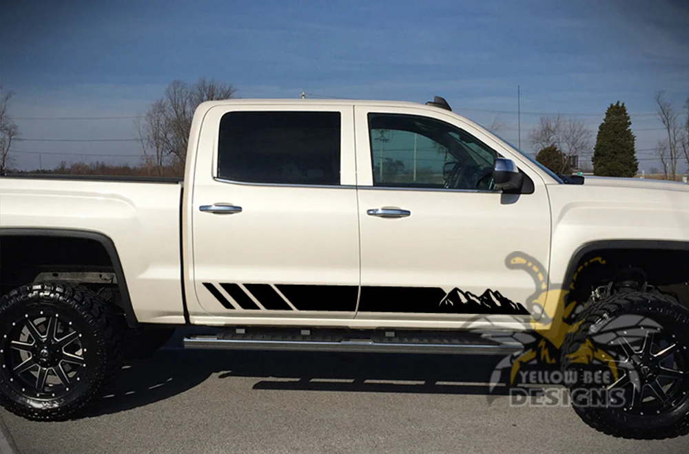 Mountains Side Stripes Graphics Vinyl Decals Compatible with GMC Sierra Crew Cab - Image 4