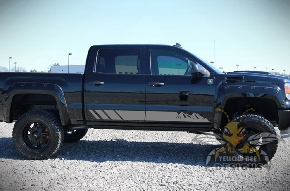 Mountains Side Stripes Graphics Vinyl Decals Compatible with GMC Sierra Crew Cab - Image 5