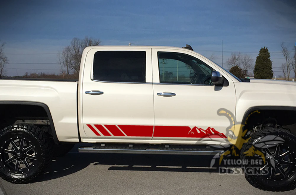 Mountains Side Stripes Graphics Vinyl Decals Compatible with GMC Sierra Crew Cab - Image 6
