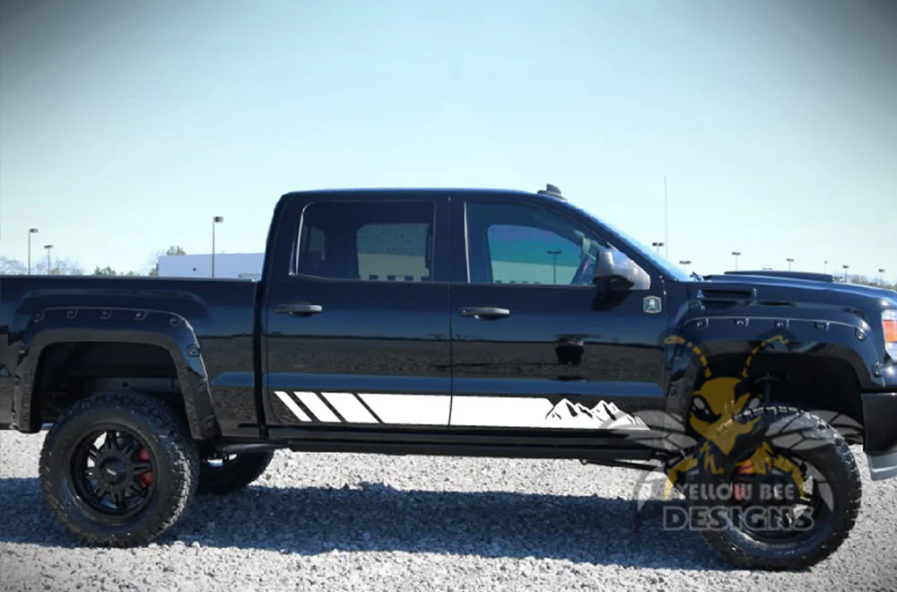 Mountains Side Stripes Graphics Vinyl Decals Compatible with GMC Sierra Crew Cab - Image 7