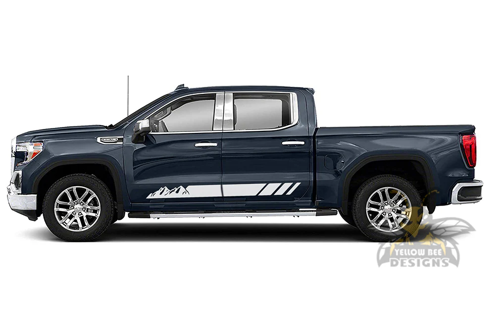 Mountains Side Stripes Graphics Vinyl Decals Compatible with GMC Sierra Crew Cab - Image 8