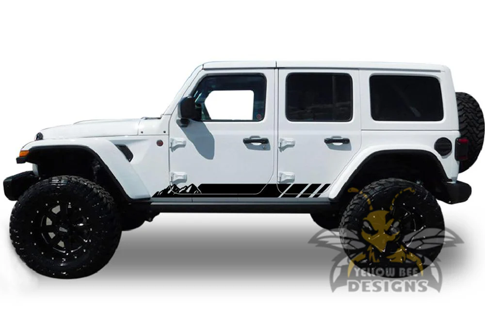 Mountains Stripes Graphics Kit Vinyl Decal Compatible with Jeep JL Wrangler - Image 2