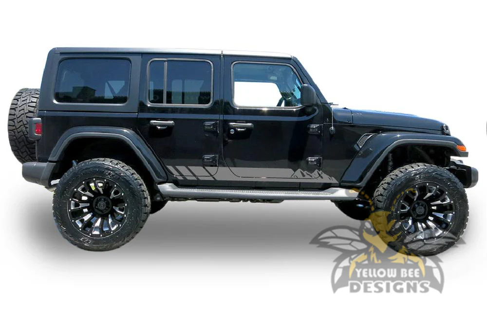 Mountains Stripes Graphics Kit Vinyl Decal Compatible with Jeep JL Wrangler - Image 3