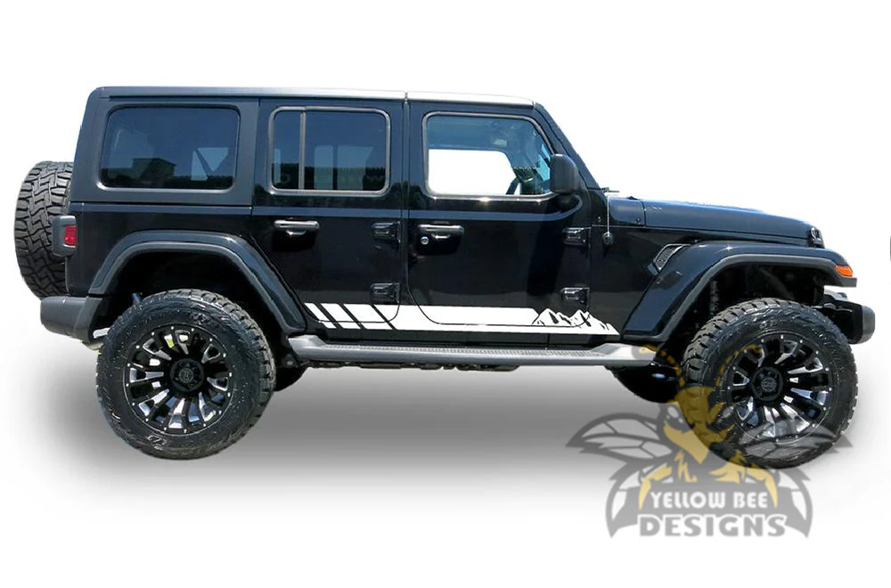 Mountains Stripes Graphics Kit Vinyl Decal Compatible with Jeep JL Wrangler - Image 5