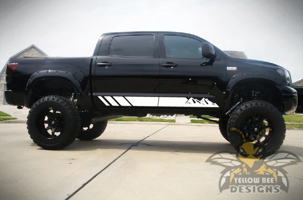 Mountains Stripes Graphics Kit Vinyl Decal Compatible with Toyota Tundra Crewmax - Image 7