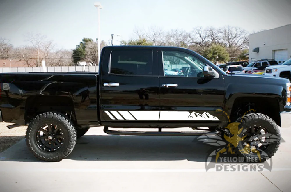 Mountains Stripes Graphics Vinyl Decals Compatible with Chevrolet Silverado 1500 Crew Cab - Image 5