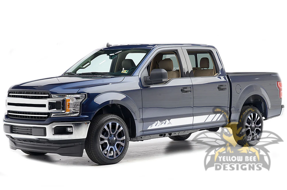 Mountains Stripes Graphics Vinyl Decals Compatible with Ford F150 Super Crew Cab 5.5'' - Image 3