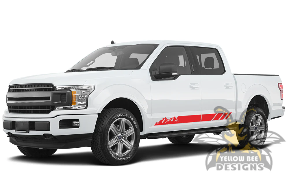 Mountains Stripes Graphics Vinyl Decals Compatible with Ford F150 Super Crew Cab 5.5'' - Image 4