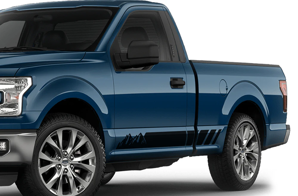 Mountains Stripes Graphics Vinyl Decals Compatible with Ford F150 Regular Cab 6.5''
