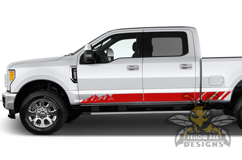 Mountains Stripes Graphics Vinyl Decals Compatible with Ford F250 Crew Cab - Image 3