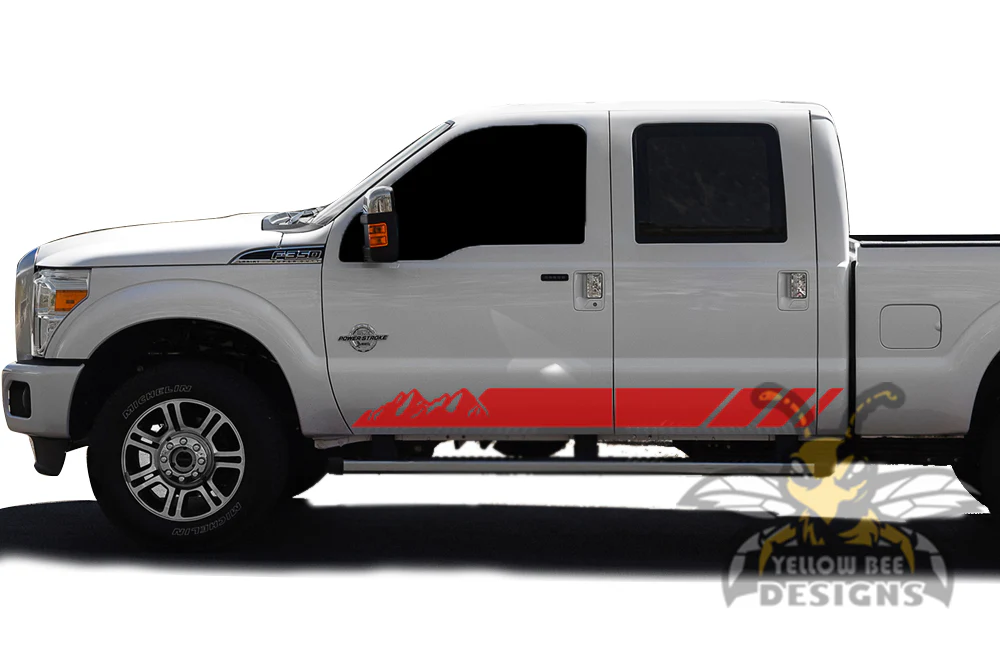 Mountains Stripes Graphics Vinyl Decals Compatible with Ford F350 Crew Cab - Image 3