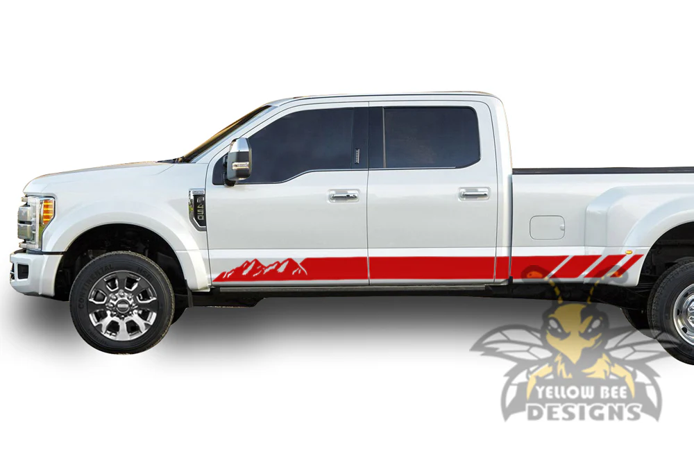 Mountains Stripes Graphics Vinyl Decals Compatible with Ford F450 Crew Cab - Image 3