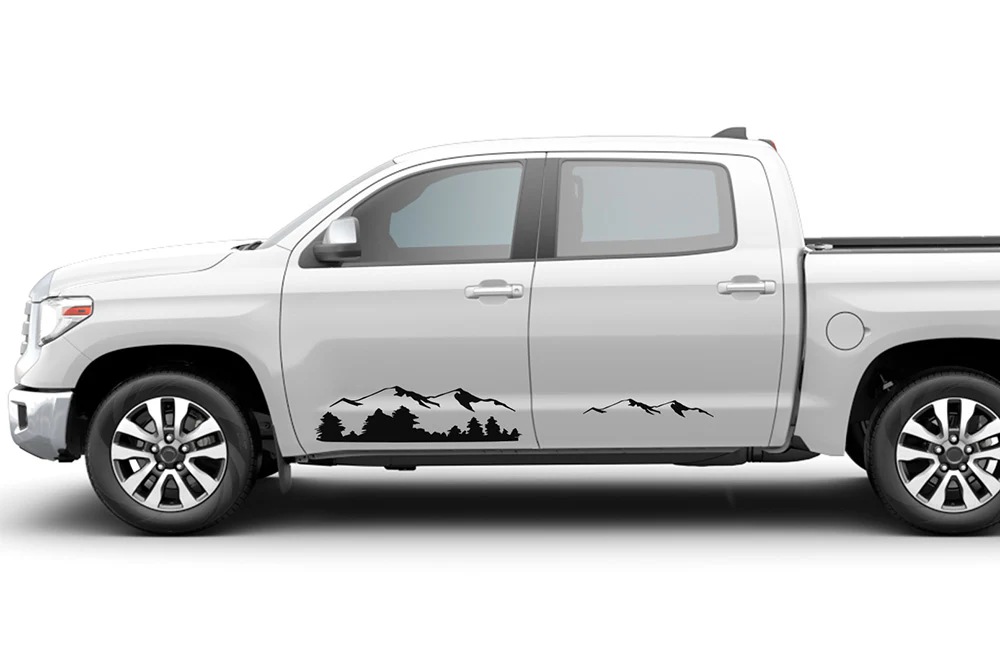 Mountains Tree Door Side Graphics Vinyl Decal Compatible with Toyota Tundra