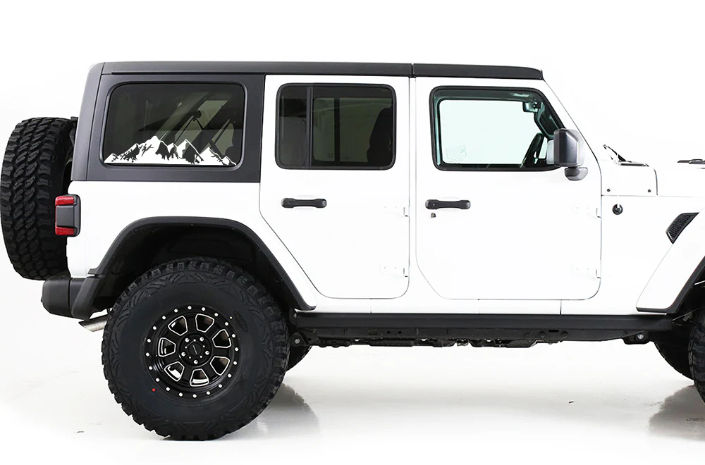 Mountains Window Graphics Vinyl Decal Compatible with Jeep JK Wrangler 2007-2018