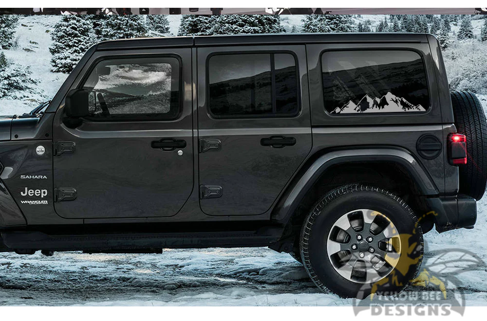 Mountains Window Graphics Vinyl Decal Compatible with Jeep JL Wrangler - Image 2