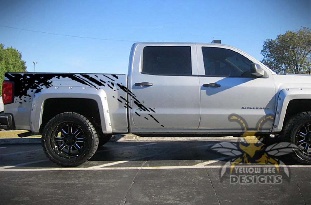 Mud Splash Bed Graphics Vinyl Decals Compatible with Chevrolet Silverado 1500 Crew Cab - Image 2
