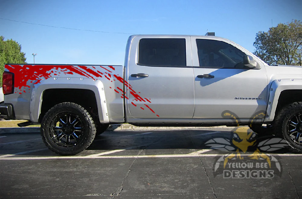 Mud Splash Bed Graphics Vinyl Decals Compatible with Chevrolet Silverado 1500 Crew Cab - Image 4